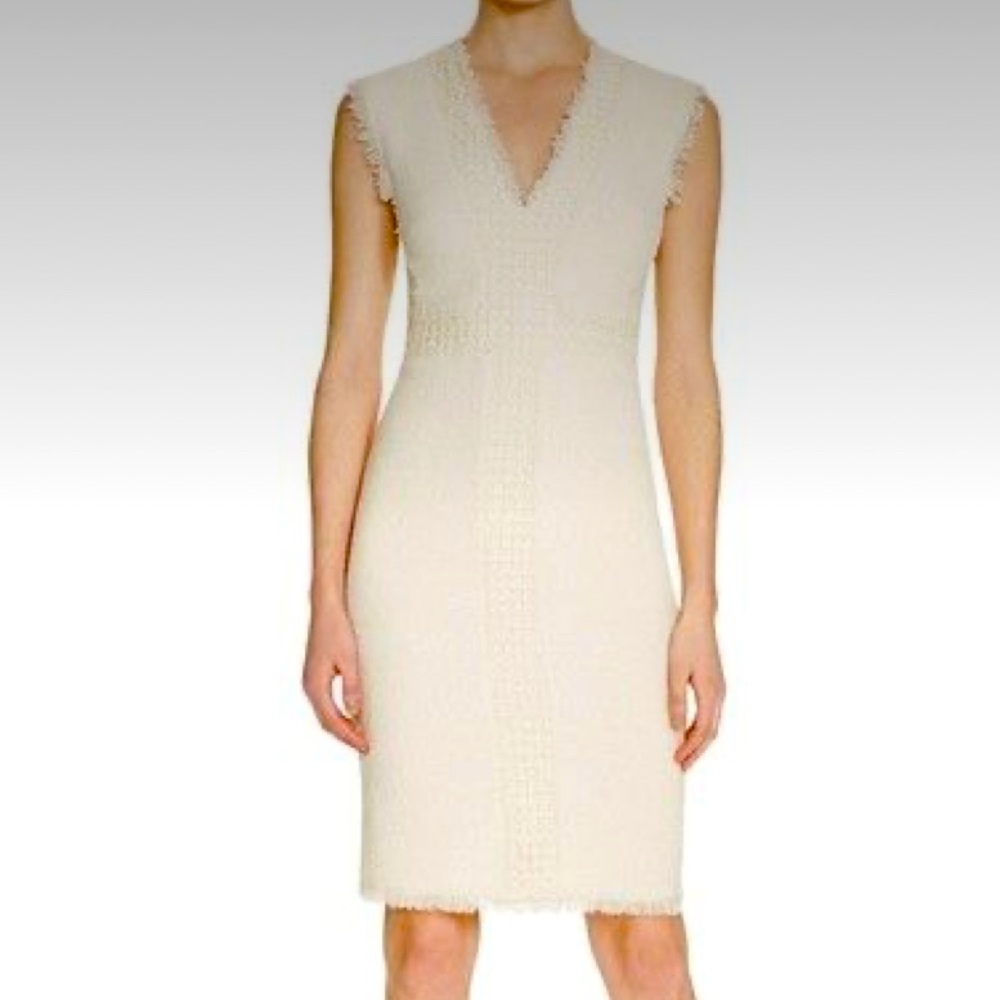 Beautiful Rebecca Taylor Cream Sheath Midi Dress V-Neck